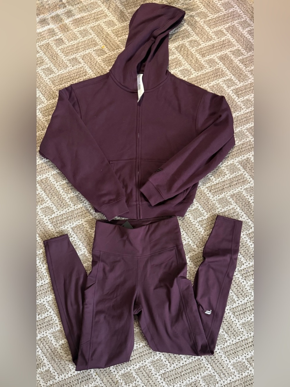 Fabletics Women's Burgundy Zip Hoodie & High-Waist Leggings